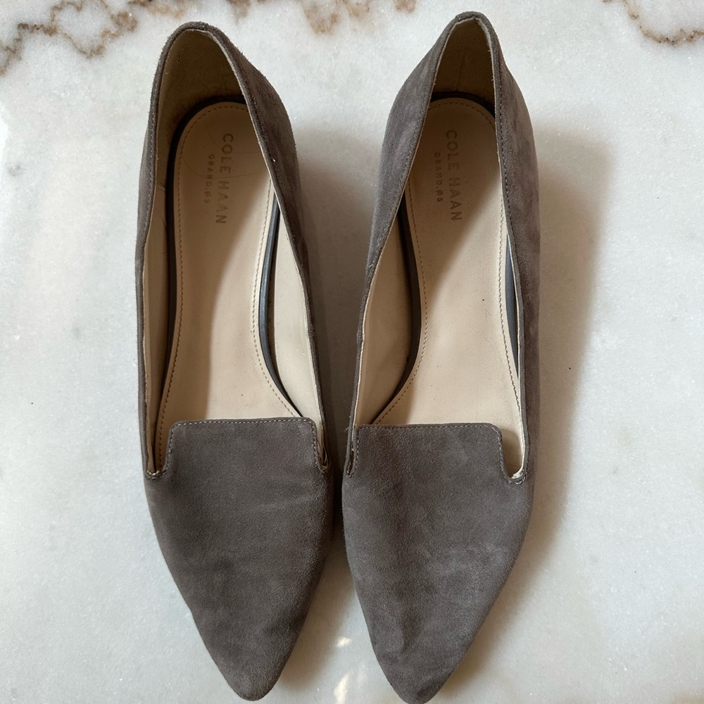 Grey Suede Cole Haan Dress Loafers - Size 9